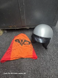 Vega X-380 silver gray Open Face Motorcycle Helmet Adult Size S w bag - Picture 1 of 8