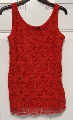 Mujer Rojo Grueso Encaje Frontal Rojo Tanque Forrado Talla M Atención Nuevo Con Etiquetas Foto 1 de 4