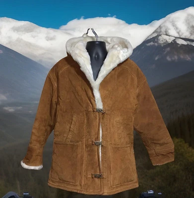 Abrigo de cuero para mujer CHAQUETA MARRÓN GALERÍA mediana con capucha, piel suave pesada, gruesa Foto 1 de 4