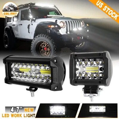 Barra de luz de trabajo LED de 4" 7" pulgadas 12V cápsulas de punto de inundación conducción tractor todoterreno 4x4 Foto 1 de 4