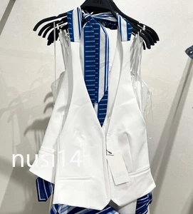 ZARA NUEVO MUJER HALTER BUFANDA CHALECO TOP RAYAS ESPALDA ABIERTA BLANCO 2010/806/250 - Imagen 1 de 2