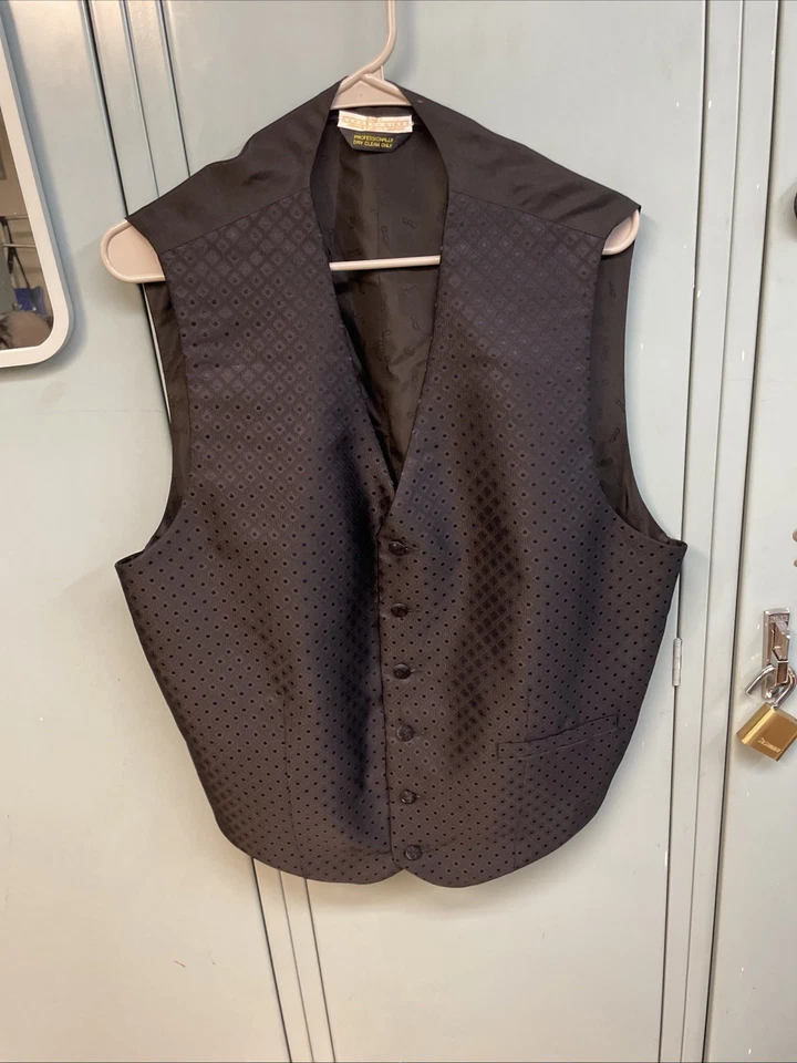Carrot & Gibbs Handmade XL Blk  Silk Formal Vest Tuxedo Wedding Prom - Image 1 of 4