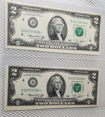 *Star* 1976 $2 Federal Reserve STAR Note Consecutive Set Cleveland, OH Unc Lot * - Image 1 of 4