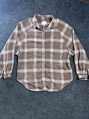 Camisa de franela con botones American Eagle para mujer M blusa campesina con hombros caídos Foto 1 de 4