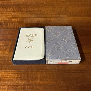Vtg 1941 OES Holy Bible Order of the Eastern Star Pocket White Masonic In Box - Picture 1 of 8