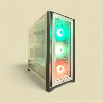 @NEW/WITH ISSUES!!@ Corsair iCUE 4000X E-ATX Mid Tower WHITE Gaming Case NCO11 - Image 1 of 4