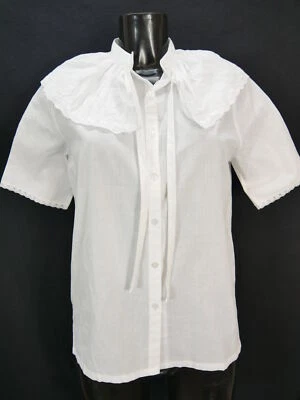 Gr.42 Trachtenbluse weiß Bluse C & A Baumwollmischung Spitze Stickerei TB8474 - Bild 1 von 4