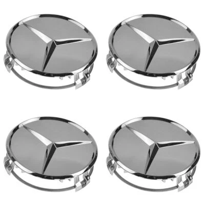 Juego de 4 tapas centrales de rueda con estrella elevada cromadas OEM para Mercedes Benz 66470207 Foto 1 de 2