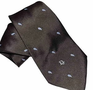 Vintage Christian Dior Tie woven 56"  wings brown couture - Picture 1 of 7