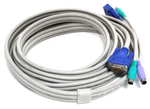 4.5m KVM Kabel VGA HD15 M/F 4x PS/2 Mini-DIN Mouse Keyboard Video Switch Cable - Photo 1/1