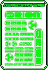 TEAM ORION RC STICKERS ESC MOTOR BRUSHLESS VORTEX CAR BUGGY JSPEC GREEN WHITE - Picture 1 of 8