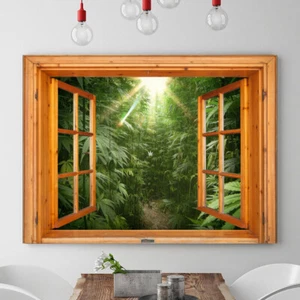 Window View Cannabis Weed Bush 18 Deco Dream Print Vacation POSTER / CANVAS - Picture 1 of 4