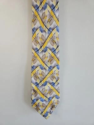 Corbata Jerry Garcia tejido azul/amarillo, prueba de auroras boreales 203 100 % seda Foto 1 de 4