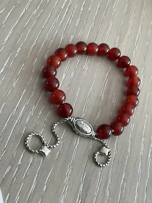 Pulsera de cuentas espirituales DAVID YURMAN de plata de ley con cornalina de 8 mm Foto 1 de 4