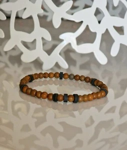 Natürliche Holz Jaspis Perlenarmband Armband Positive Energie Steine 4mm - Bild 1 von 4