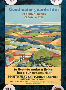 Original Poster Good Water Guards Life Farm Health Pennsylvania Nature Pollution - Picture 1 of 22