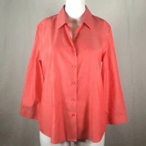 Orvis Hemd Damen Gr. 8 orange faltenfrei Baumwolle Bluse Knopfleiste 3/4-Arm - Bild 1 von 8