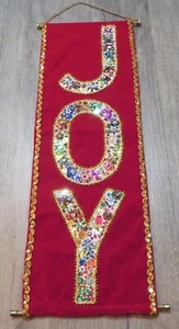 Vintage JOY Sequin Bead Christmas Banner 26" x 8.75" - Picture 1 of 8