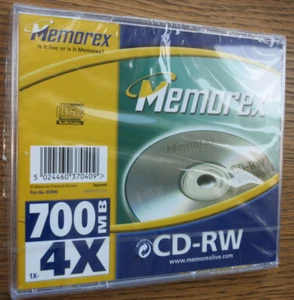 4 Memorex CD-RW 700mb 1-4x Recordable Rewritable Compact Discs Jewel Cases - Afbeelding 1 van 2