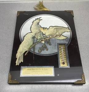 Vintage Advertising Thermometer Mirror Gold Star Oil & Cafe Arlene Kansas Birds - Picture 1 of 7