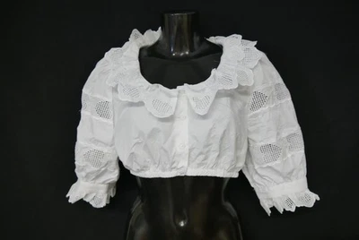 Gr.44 Dirndlbluse weiß Bluse für Dirndl Hess Baumwolle Spitze Stickerei B11197 - Bild 1 von 4