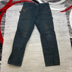 Pantaloni cargo Wrangler Riggs tela doppio ginocchio 36 blu nero Y2K falegname 36x34 - Foto 1 di 12
