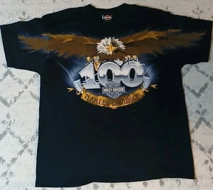 XL 2003 Vintage Harley Davidson Eagle T Shirt Vintage All Over Print T Shirt - Picture 1 of 22