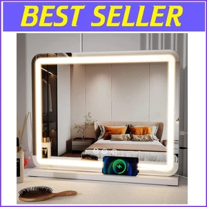 Large HD Makeup Vanity Mirror with 38 LEDs & USB Charging – Perfect for Grooming - Picture 1 of 8