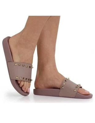 Sandálias de borracha Valentino Garavani nude/Poudre Rockstud tamanho 40 UE/EUA 9 - Imagem 1 de 4