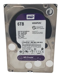 Western Digital WD Purple 6TB 3.5" SATA Surveillance HDD WD60PURZ - Photo 1/2