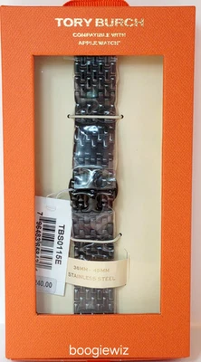 TORY BURCH ELEANOR DESIGNER DOBLE T CORREA NEGRA PARA APPLE WATCH, TBS0115E Foto 1 de 4