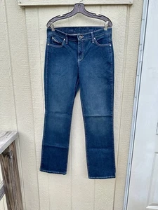 Wrangler Q-Baby Jeans Womens 9/10X34 Blue Actual 32X34 No Gap Waistband Riding - Picture 1 of 12