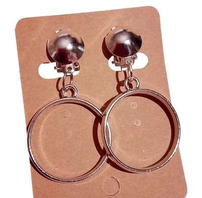 Ohrclips Creolen Clips silberf Ohrringe zum Anklipsen 5 cm lang 4mm breit NEU - Bild 1 von 4