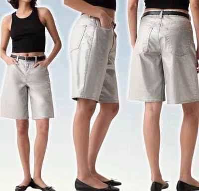 Bermudas Gap para mujer talla 29/8 altas plateadas metálicas 13,5" tiro alto Foto 1 de 4