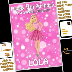 Personalised BARBIE Birthday Card Daughter Niece Granddaughter Friend Girl PINK - Picture 1 of 7
