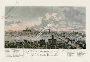 antique print London view before Dreadful Great Fire 1666 W. Harrison art poster - Picture 1 of 17