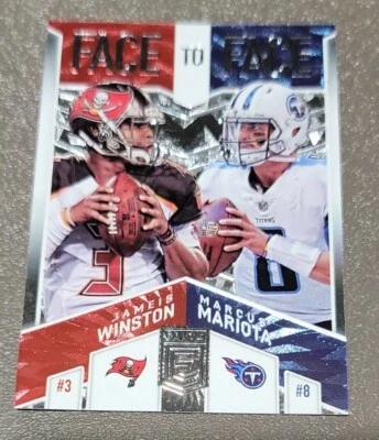 2018 Donruss Elite Face to Face #9 Jameis Winston/Marcus Mariota #/299 - Image 1 of 2