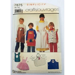 Simplicity Sewing Pattern 7875 kids apron arts crafts children's 1986 applique - Picture 1 of 2
