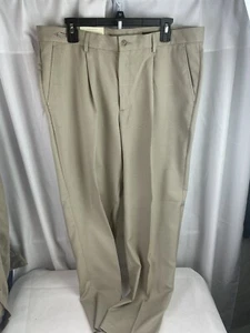 Greg Norman Pro Fit Dress Golf Pants Mens 36x32 Beige Brown 100% Poly NWT $69.50 - Picture 1 of 6