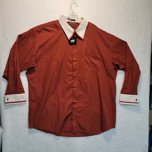 Daniel Ellissa Men's Rust Red Dress Shirt White French Cuffs 19-19.5/36-37 - Picture 1 of 12