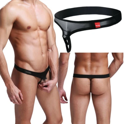 Herren Kunstleder C String Beutel Höschen Sexy Tanga Unterwäsche Sissy Unterhose - Bild 1 von 4
