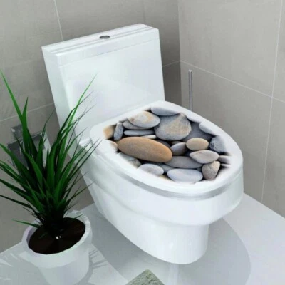 Bathroom Toilet Seat Lid Decal Stones Wall Sticker Removable Vinyl Home Decor - Image 1 of 2