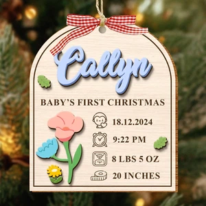 Custom Baby Girl First Christmas Ornament Keepsake, 2024 Newborn Baby Gift - Picture 1 of 6