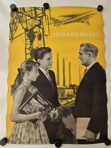 Plakat Jugendweihe Flugzeug L 5400 Tu-104 CCCR Schüler 1959 Original DDR A1 - Bild 1 von 9