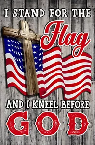 Ich stehe für die Flagge Ich knie vor Gott Amerika doppelseitige Gartenflagge SGF052 - Bild 1 von 2