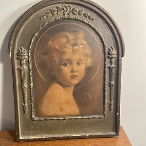 Cristo Bambino Gesù Luce del Mondo Gesso Duro Artigianale Vintage - Foto 1 di 10