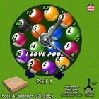CD clock wall clock snooker pool 8 ball personalise with text or name frame