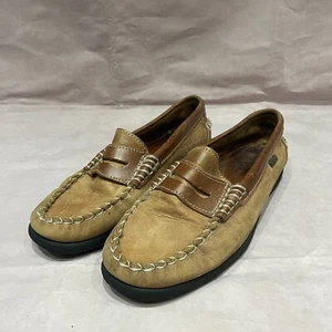 Raro Puma De Colección Zapatillas Sin Cordones Zapatos Mocasines Reino Unido Talla 9 Marrón Cuero Estilo - Imagen 1 de 9