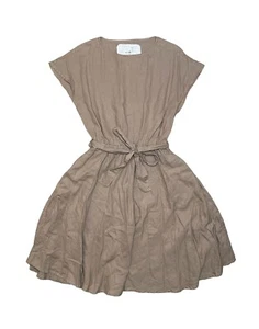 Vestido Not Perfect de lino para mujer M/L marrón Adelaida cintura elástica dos bolsillos - Imagen 1 de 6