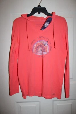 NWT Life is Good Beautiful Day Floral Medium Crusher-Lite Hooded L/S T-shirt - Image 1 of 4